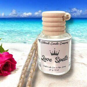 Love Spells Scented Hanging Glass Car Oil Diffuser Freshener 8ml